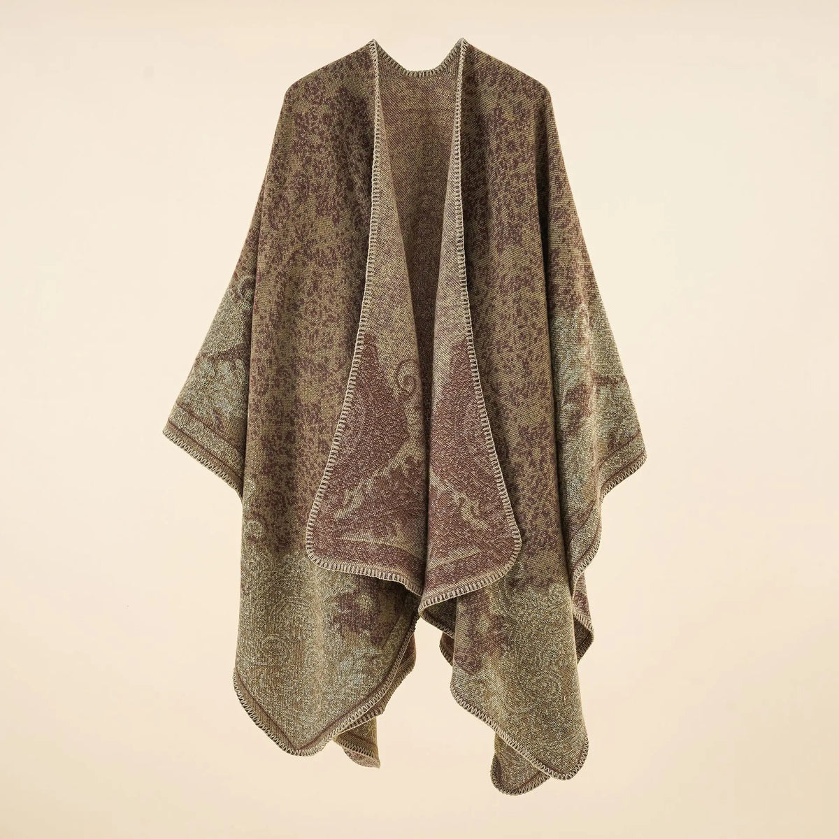 Patterned Open Front Poncho for Layering over Outfits