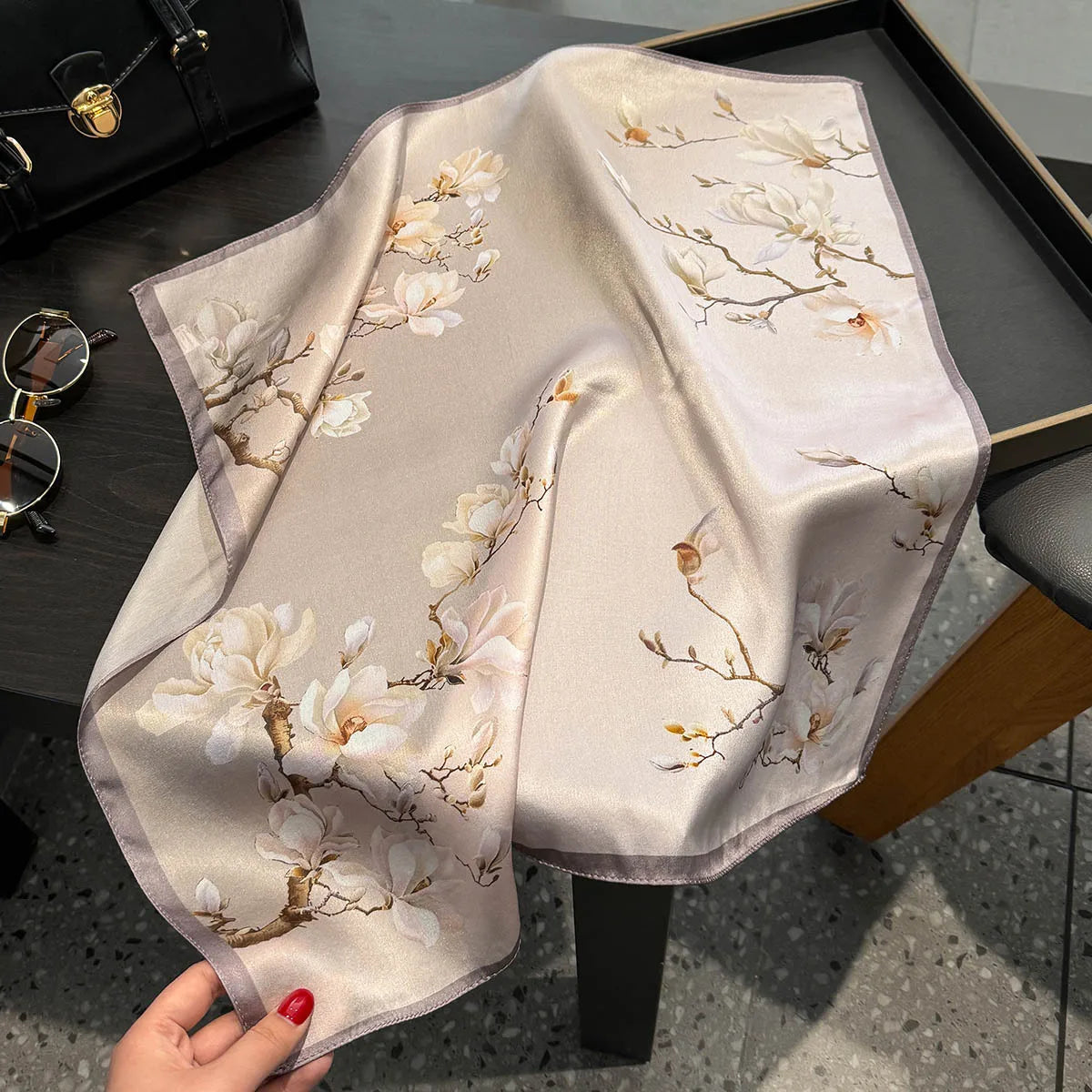 Printed Small Square Scarf for Neck and Hair Styling
