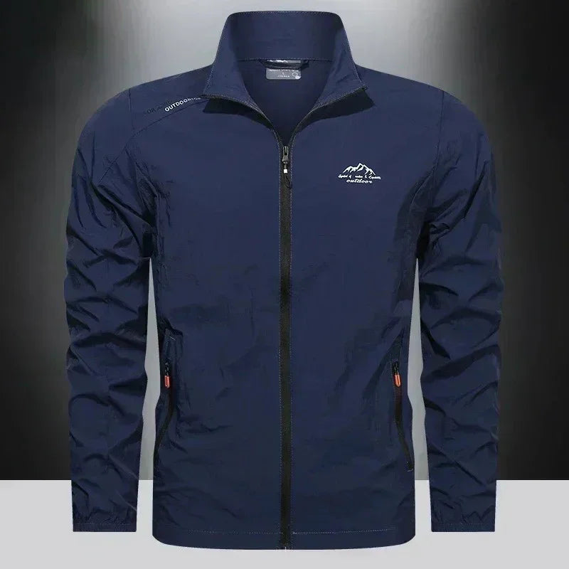 Men's Stand Collar Zip Front Pocket Jacket