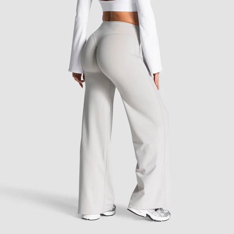 Women's Wide Leg Scrunch Yoga Pants For Workout Outfits