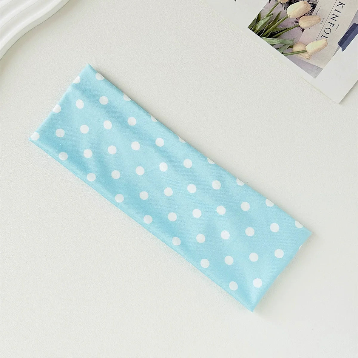Polka Dot and Button Style Fabric Headband for Hair Styling