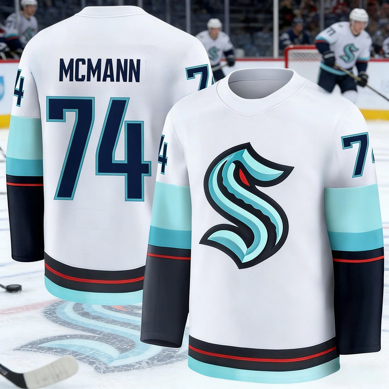 Long Sleeve Ice Hockey Sports Jersey with Contrast Stripe Design