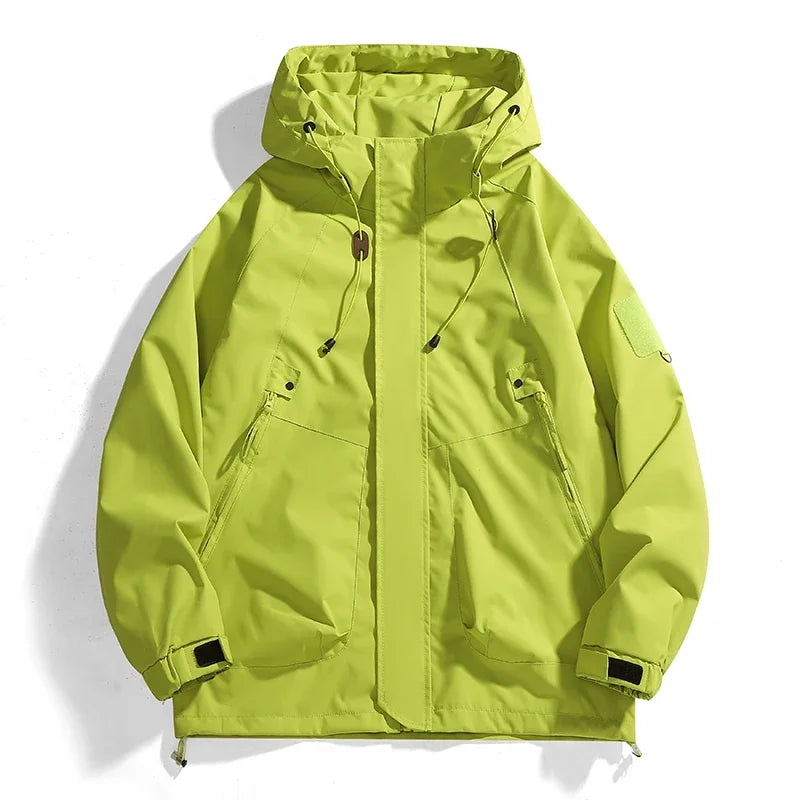 Hooded Long Sleeve Full Zip Outdoor Hiking Jacket with Pockets