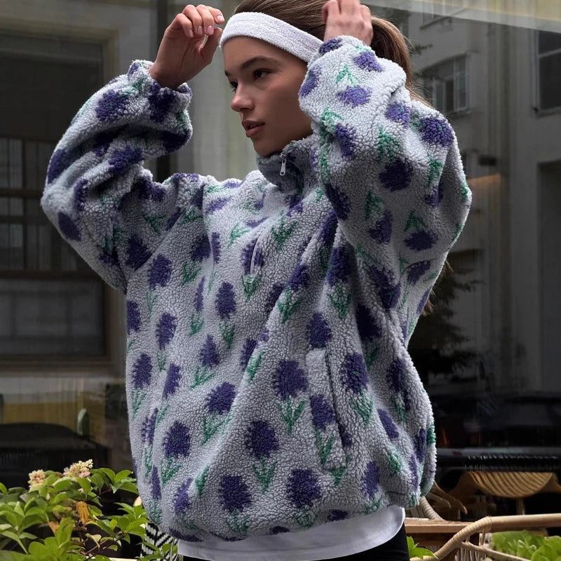 Floral Long Sleeve Pullover Casual Sweatshirt for Layering