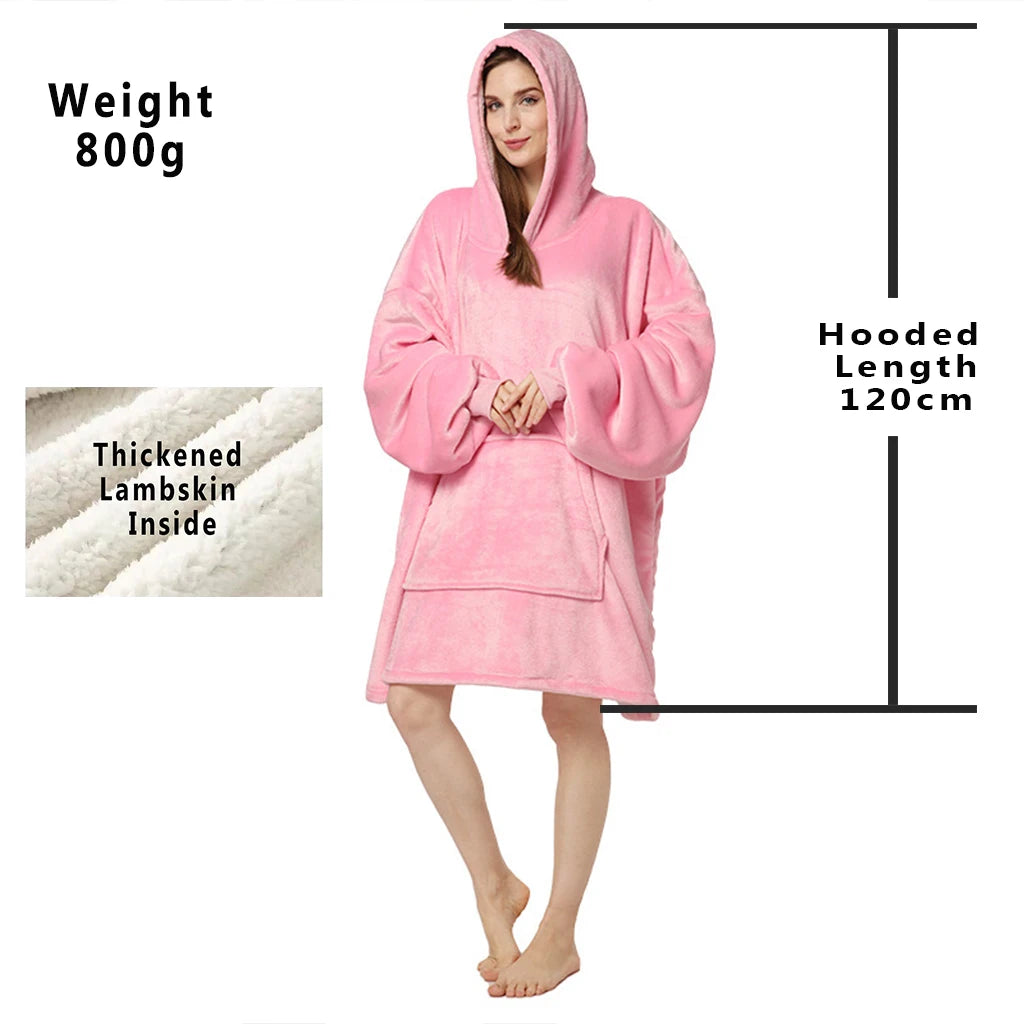 Oversized Fleece Blanket Hoodie with Original Long and Short Styles