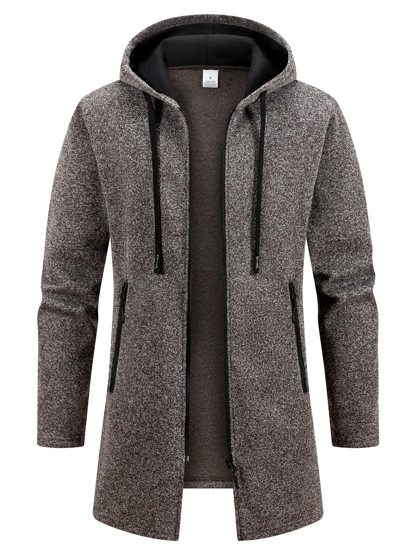 Long Sleeve Hooded Casual Coat with Extended Hem Silhouette