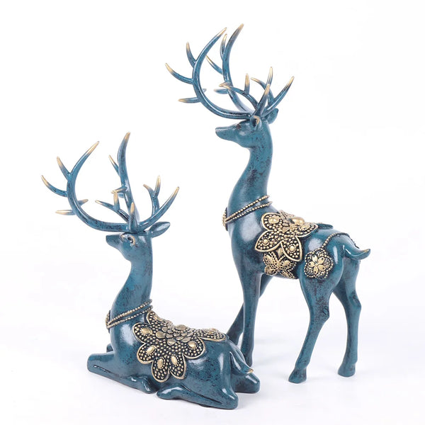 Resin Holiday Deer Tabletop Holiday Figurine Christmas Decorative Gifts for Family Friends and Colleagues