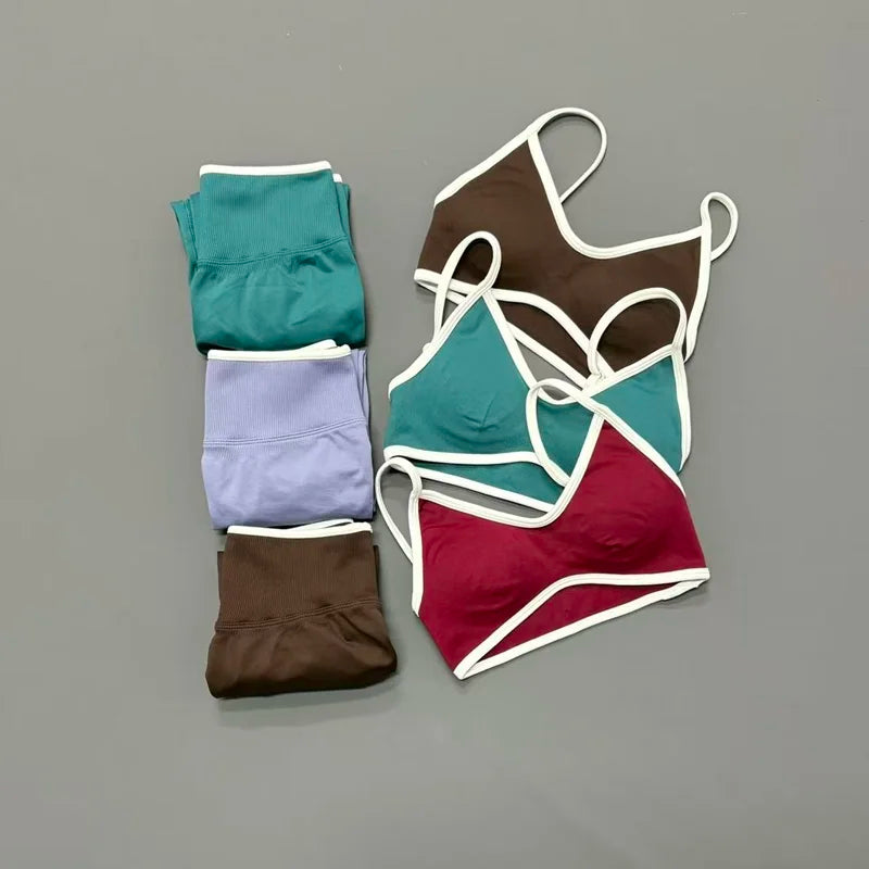 Women's Strappy Bra And Shorts Yoga Set For Workout Outfits