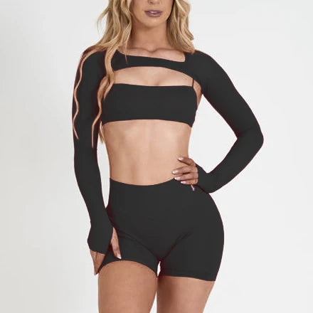 Women's Variable Sleeve Top And Bottoms Yoga Set