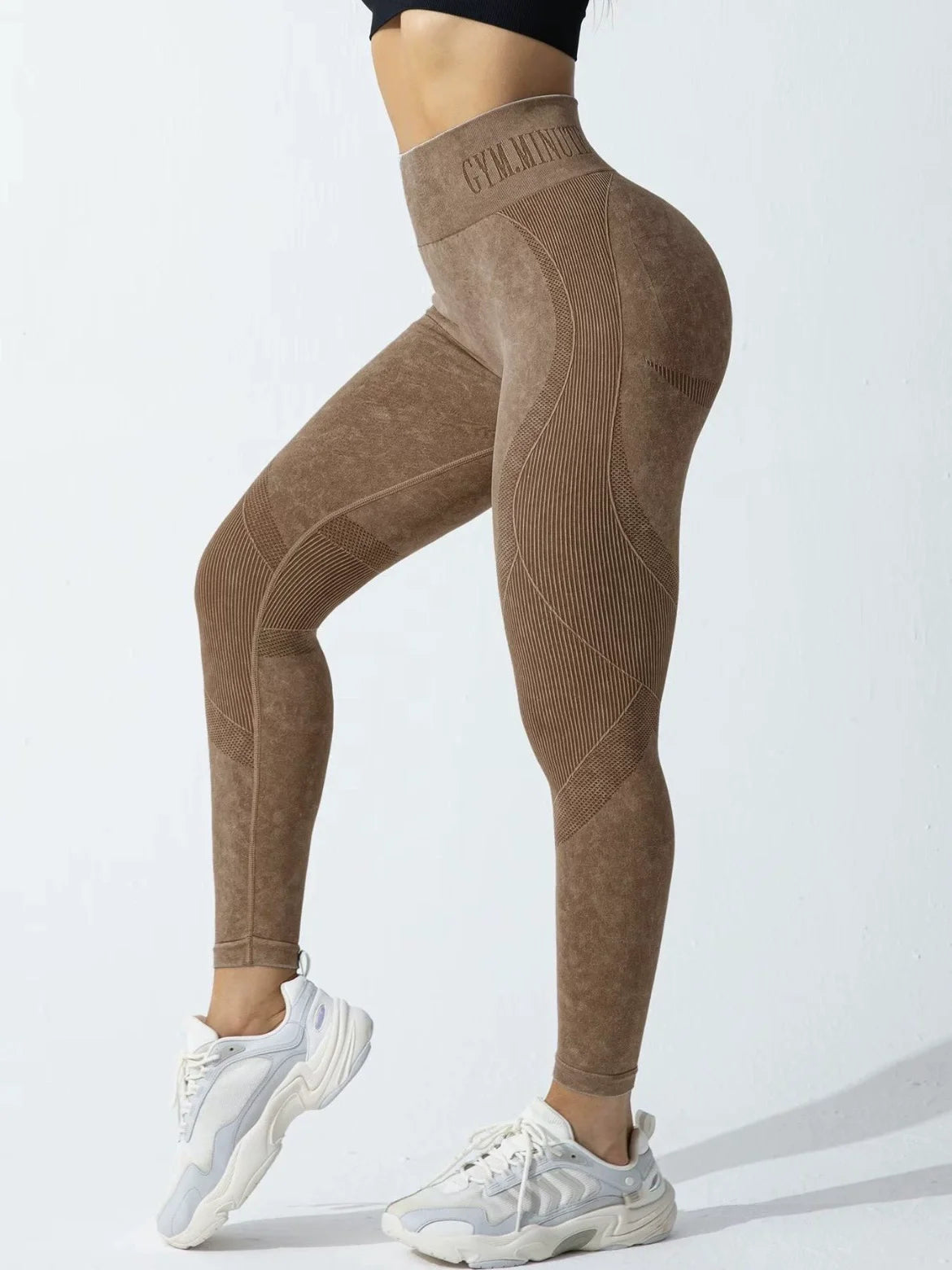 Women's High-Waist Seamless Washed-Look Ankle-Length Yoga Leggings