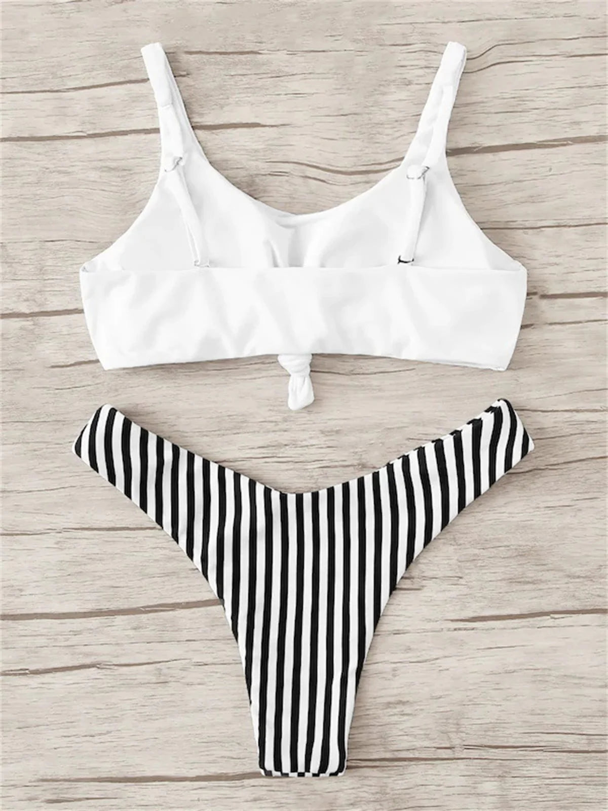 Striped Knot Detail Bikini