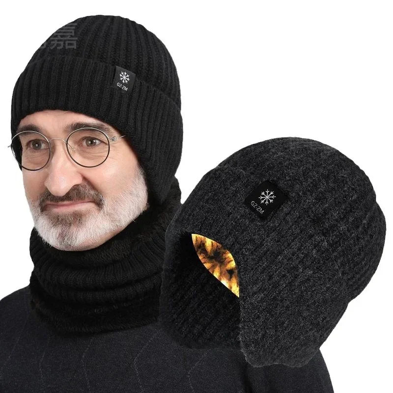 Ribbed Knit Ear Flap Beanie with Neck Cover Styling