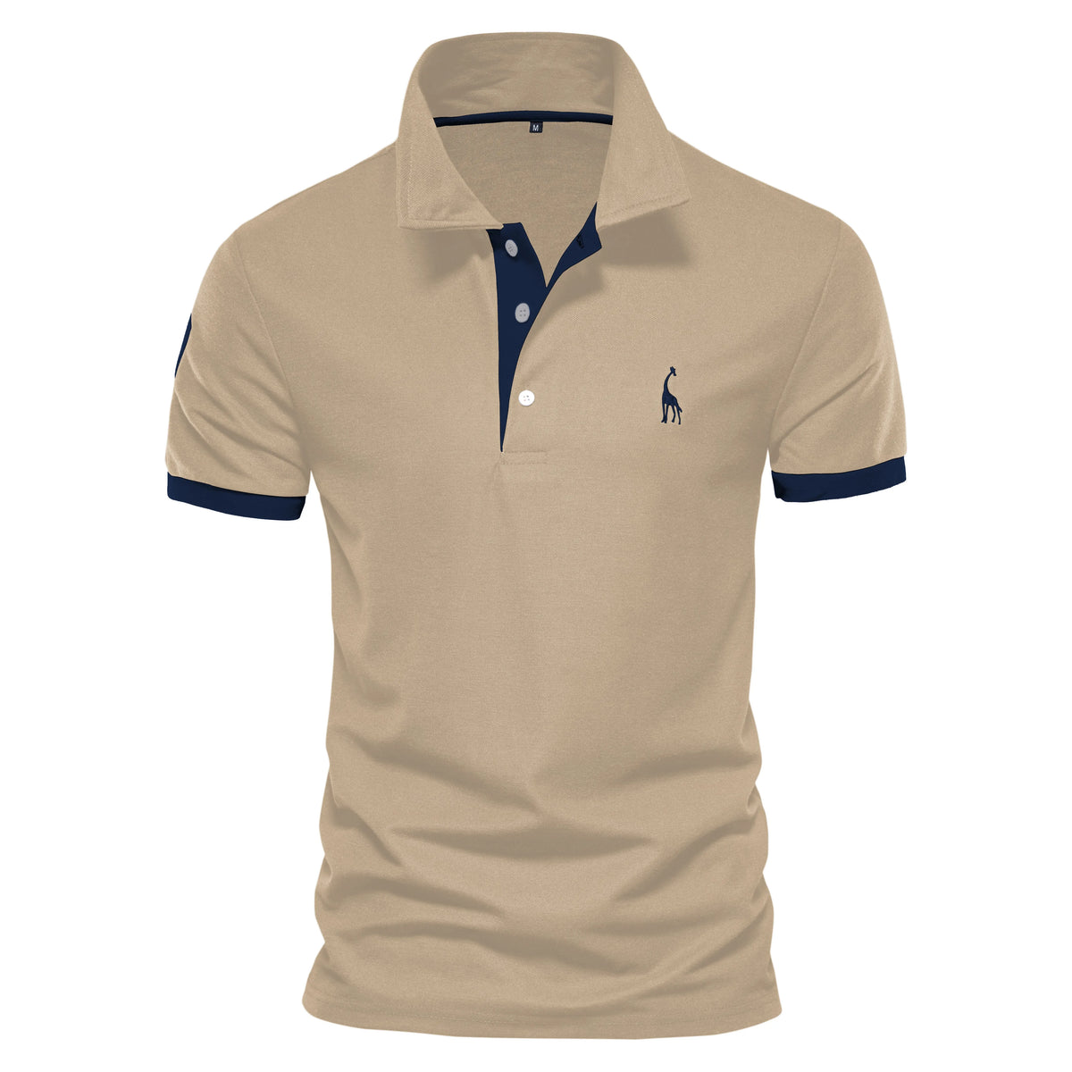 Men's Giraffe Embroidered Short-Sleeve Polo Shirt