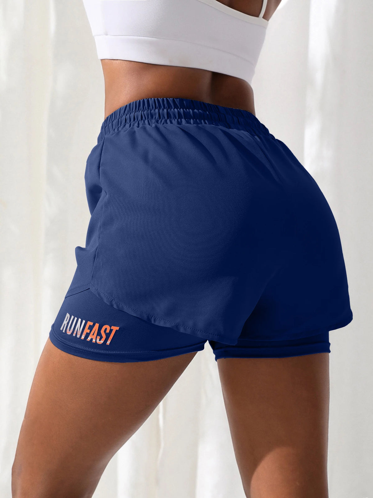 Women's Drawstring Double-Layer Running Shorts