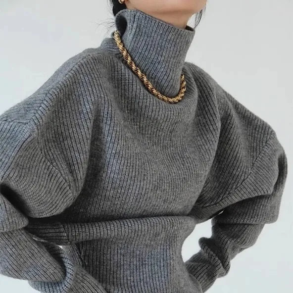 French retro high-neck pullover pure wool sweater women's short knitted base sweater waist-cinching and versatile top