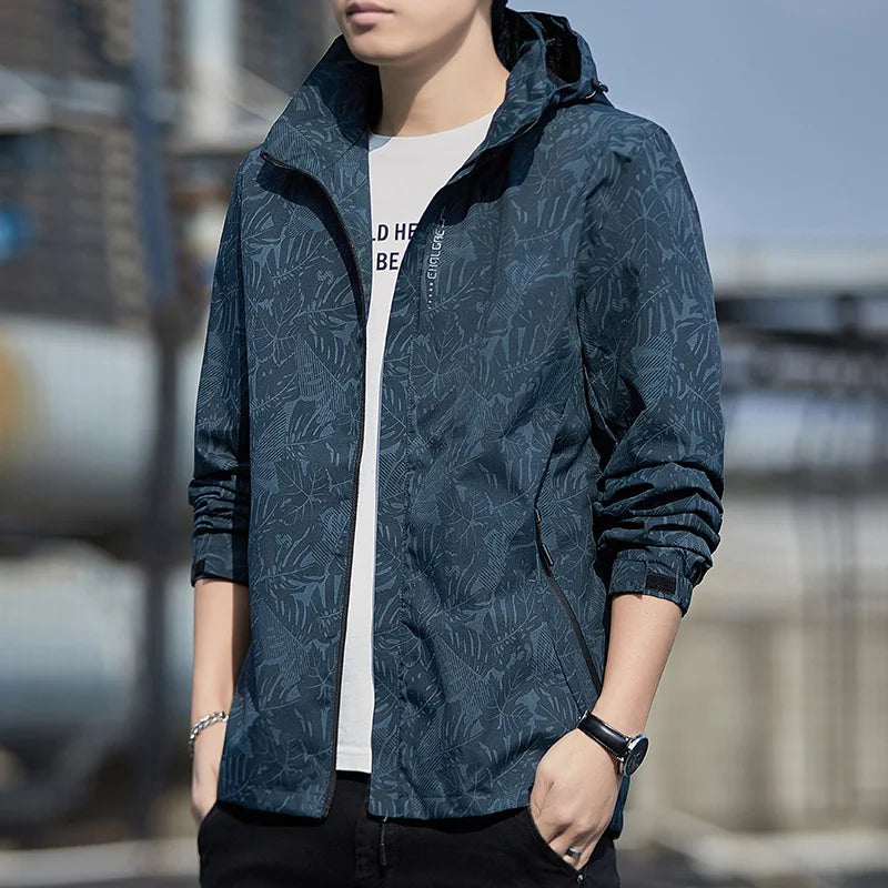Men's Printed Zip-Front Windbreaker