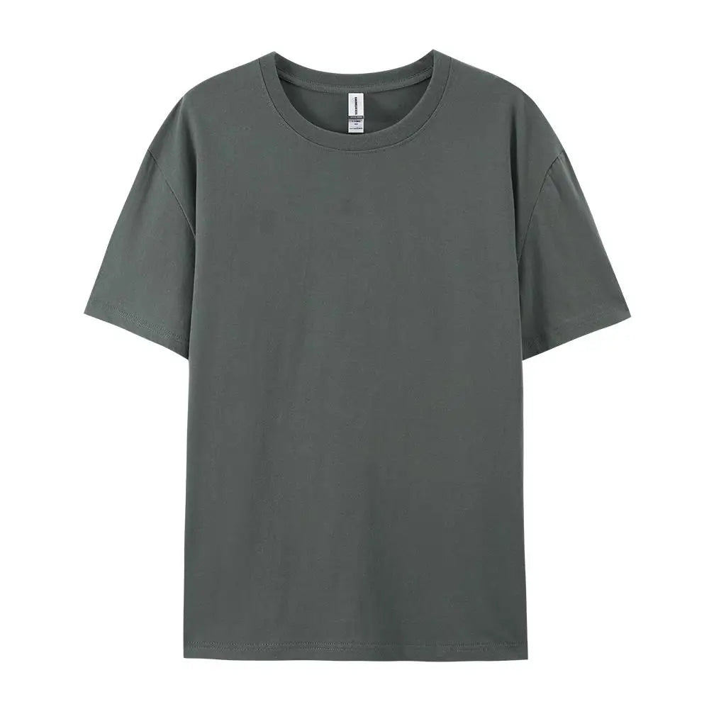 Solid Crew Neck Short Sleeve Cotton Casual T Shirt