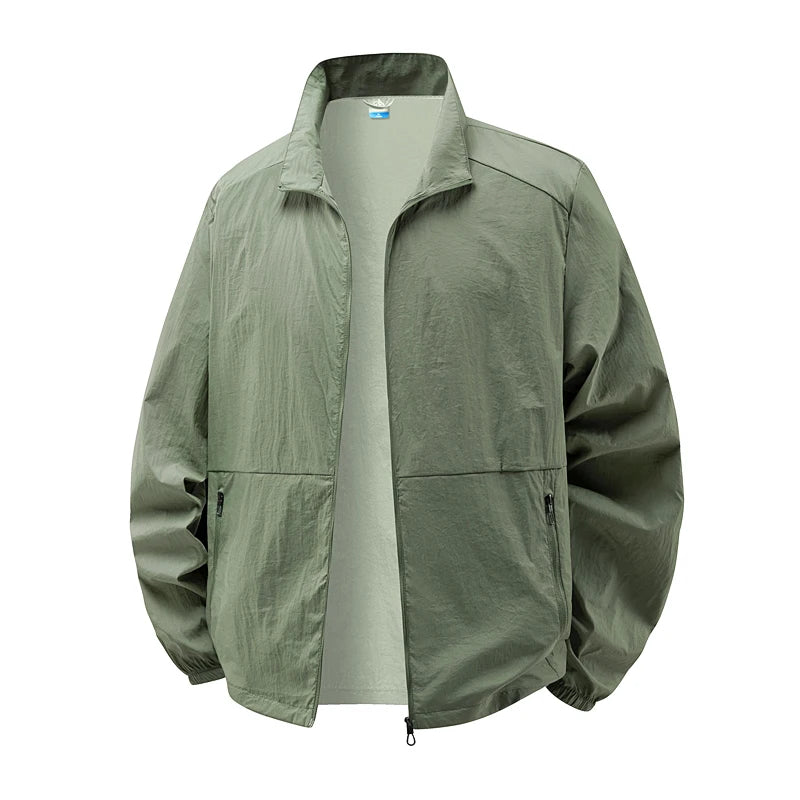 Collared Long Sleeve Full Zip Outdoor Hiking Jacket with Pockets
