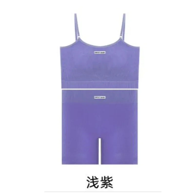Women's Thin Strap Tank And Shorts Yoga Set