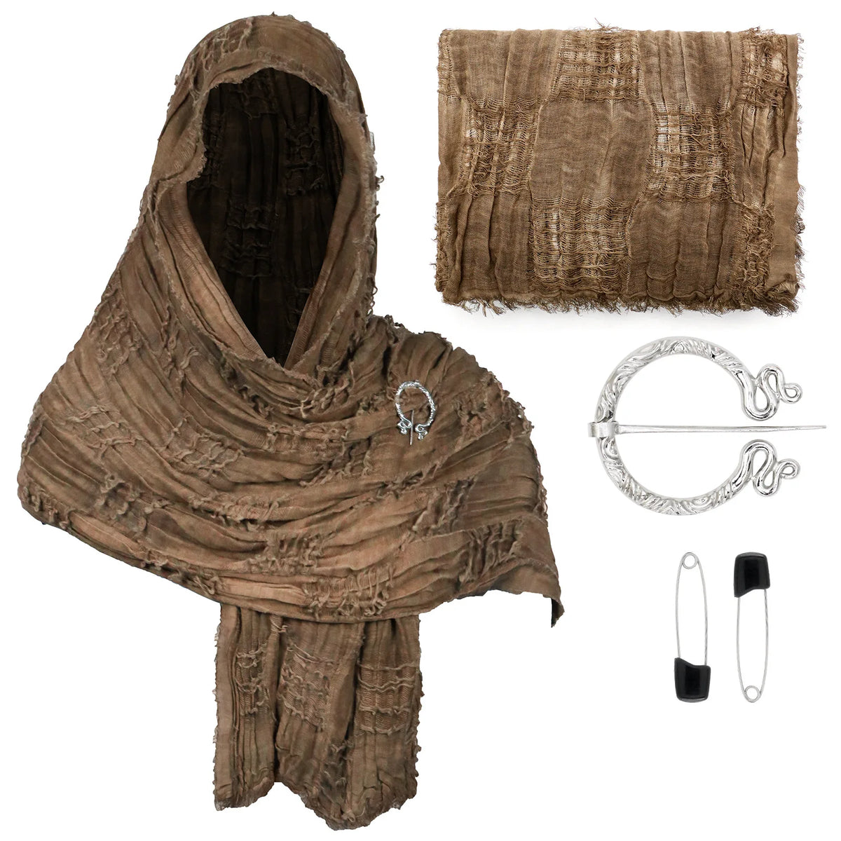 Hooded Textured Draped Cowl Scarf for Layering over Outfits