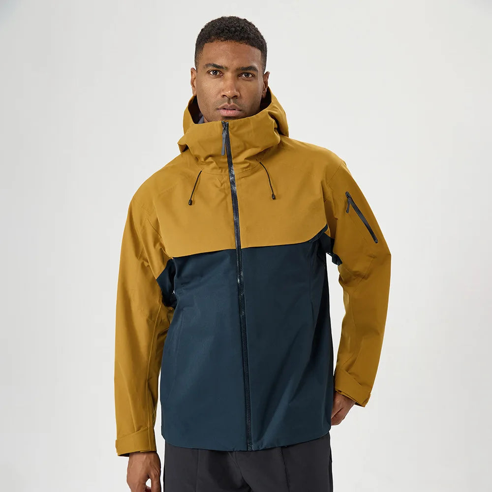 Color Block Hooded Full Zip Long Sleeve Outdoor Jacket