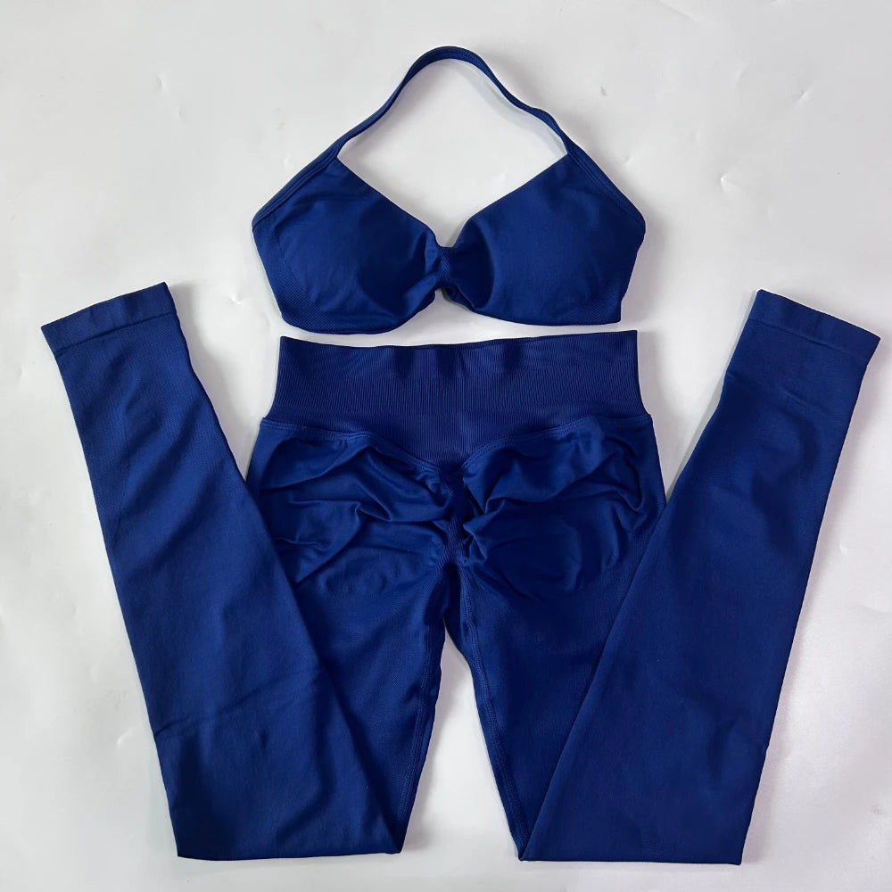 Women's Strappy Bra And Leggings Yoga Set For Workout Outfits
