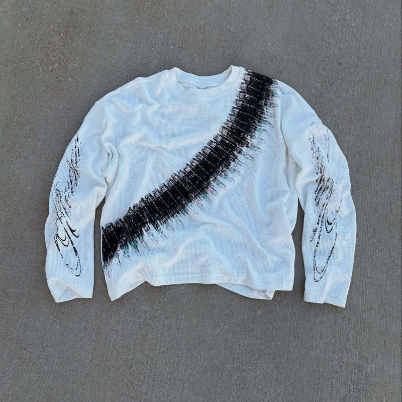 Graphic Crew Neck Long Sleeve Casual Pullover T Shirt