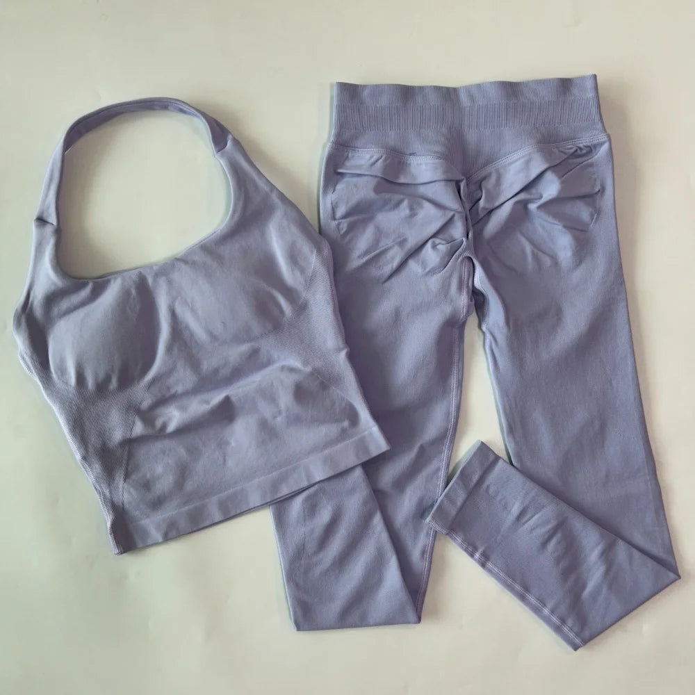 Women's Longline Tank And Shorts Yoga Set For Workout Outfits