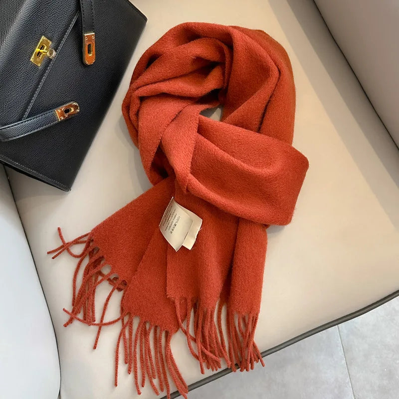 Solid Long Fringed Scarf for Neck and Wrap Styling