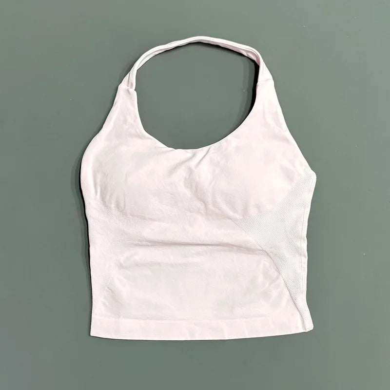 Women's Halter Neck Longline Fitted Tank Top For Workout Outfits