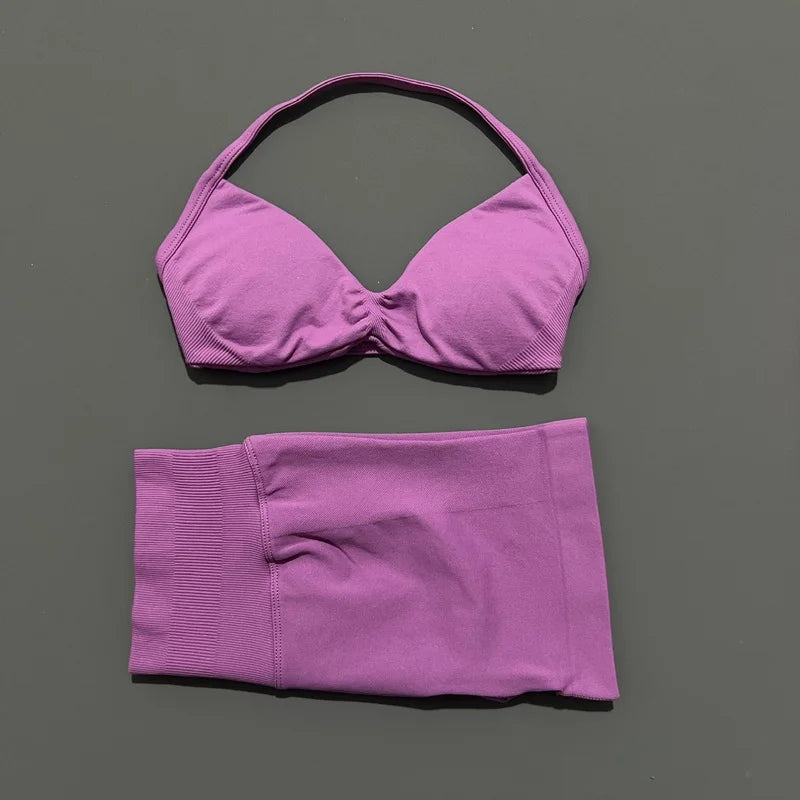 Women's Twist Front Bra And Shorts Yoga Set