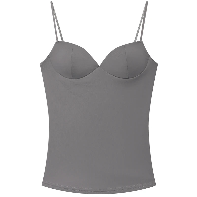 Women's Sweetheart Polyester Camisole with Shaped Cups and Thin Shoulder Straps