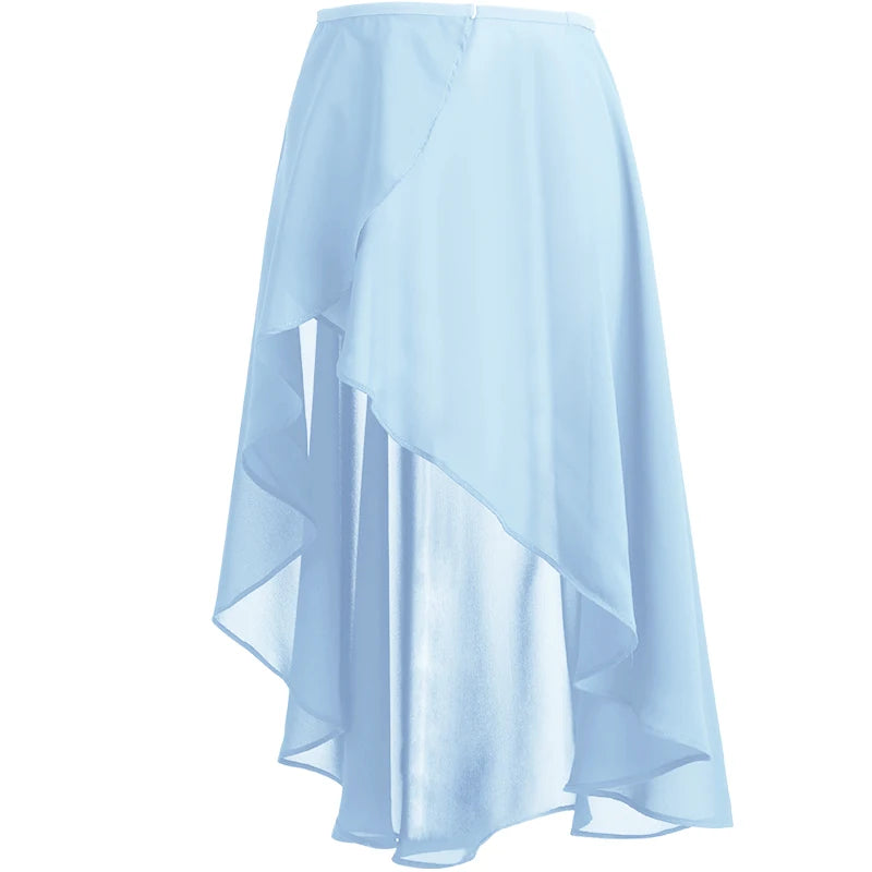 Women's Long Chiffon Ballet Wrap Skirt with Adjustable Buckle Waist