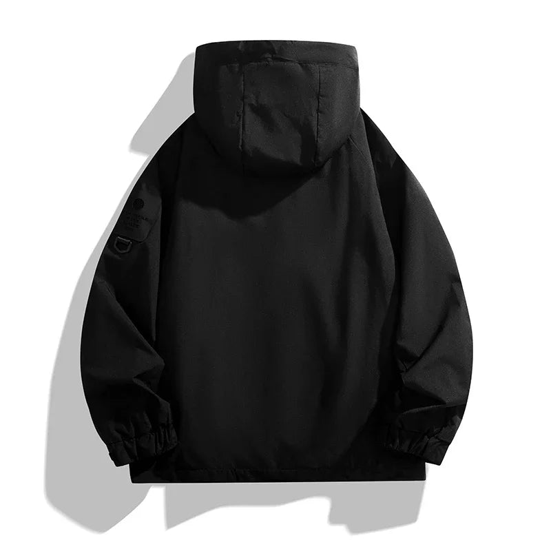 Hooded Zip-Front Hiking Jacket with Pockets