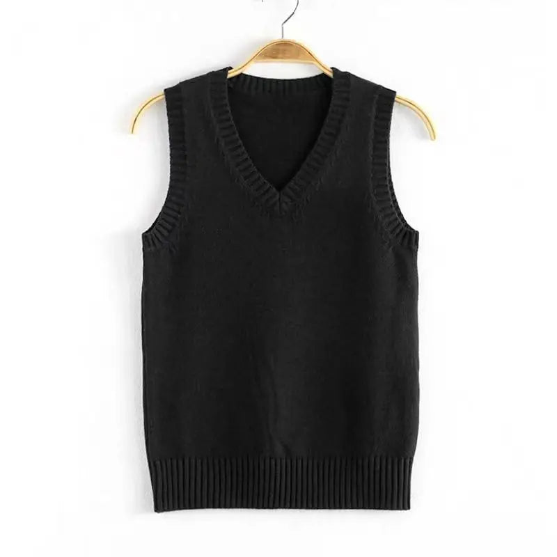 Women's V Neck Sleeveless Knit Vest Casual Knit Layer