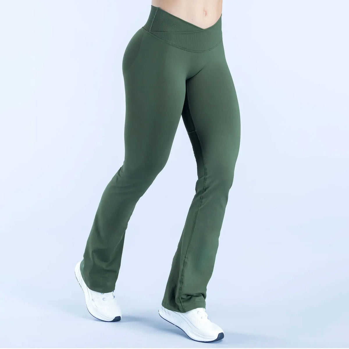 Women's High Waist Nylon Blend Flared Workout Pants with Mesh Insets