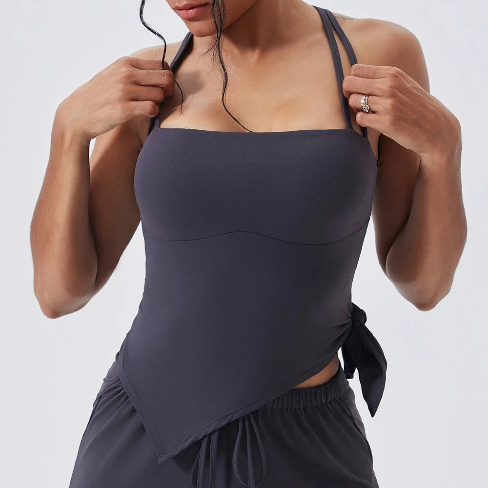 Women's Sleeveless Crop Top and Pants Workout Set