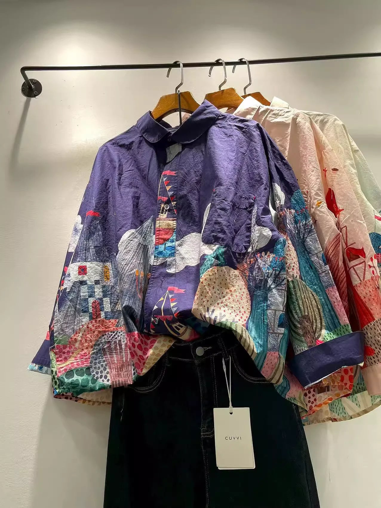 Women's Colourful Patchwork Print Long Sleeve Shirt