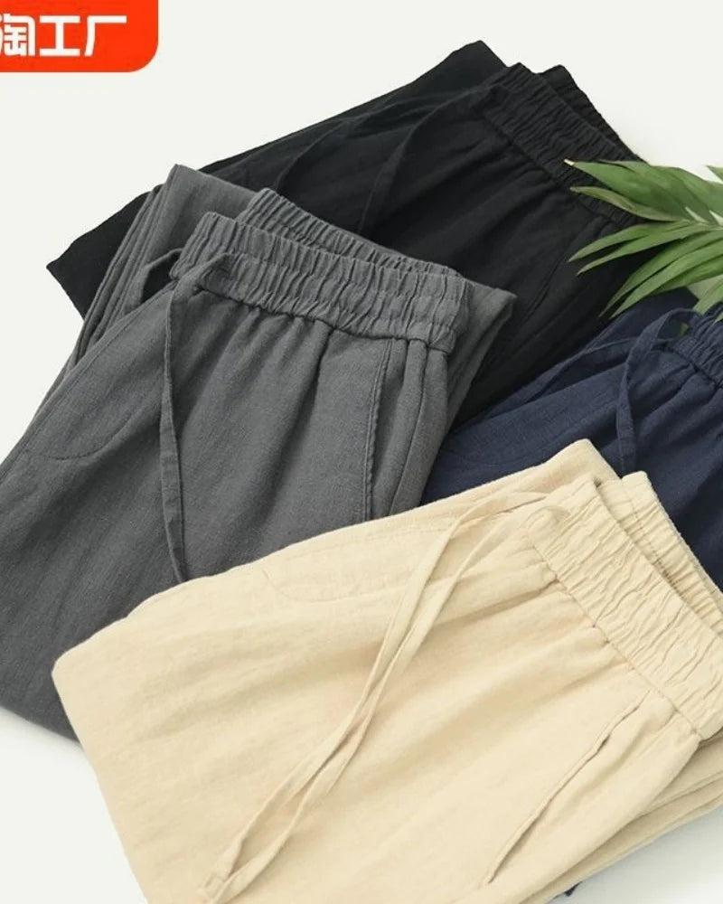 Men's Drawstring Straight Leg Cotton Pants