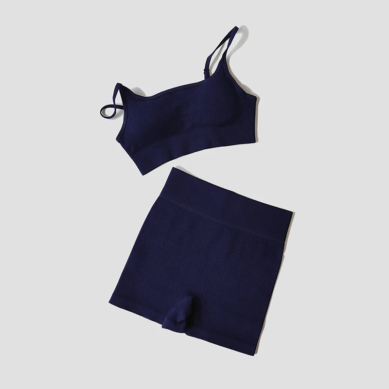 Women's Thin Strap Bra And Shorts Yoga Set