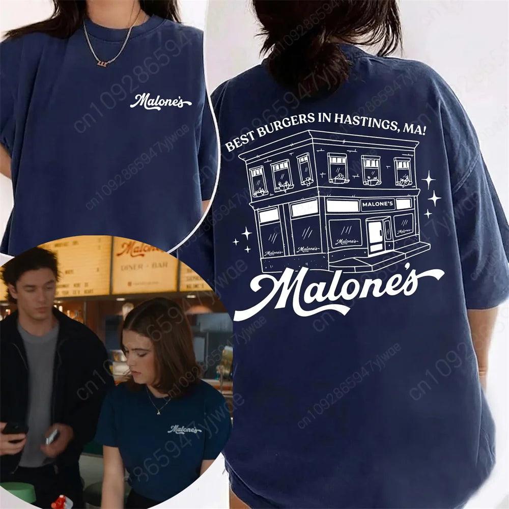 Malones Letter Graphic Short Sleeve T-shirt For Sports Outfits