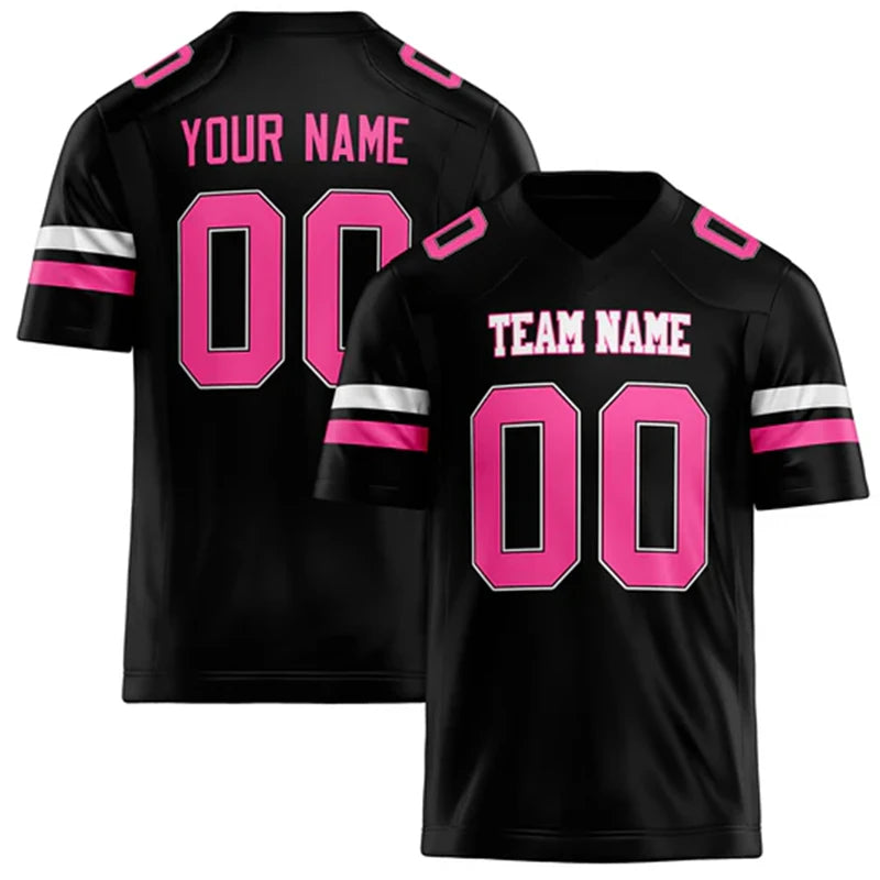 Black Number Football Short Sleeve Jersey For Sports Outfits