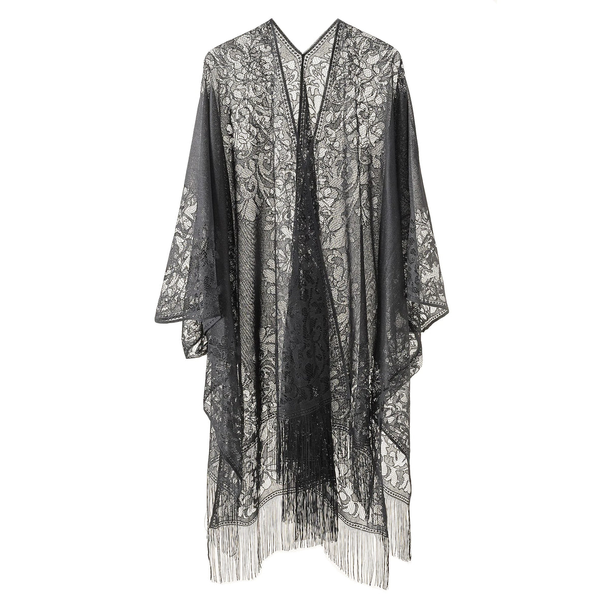 Long Lace Open Front Cardigan for Layering over Outfits