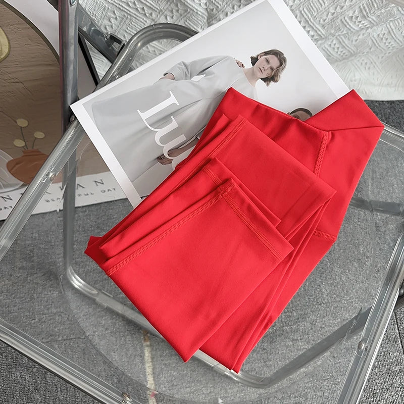 Women’s High-Waist Ankle-Length Yoga Leggings with Elastic Waist and Seam Pockets