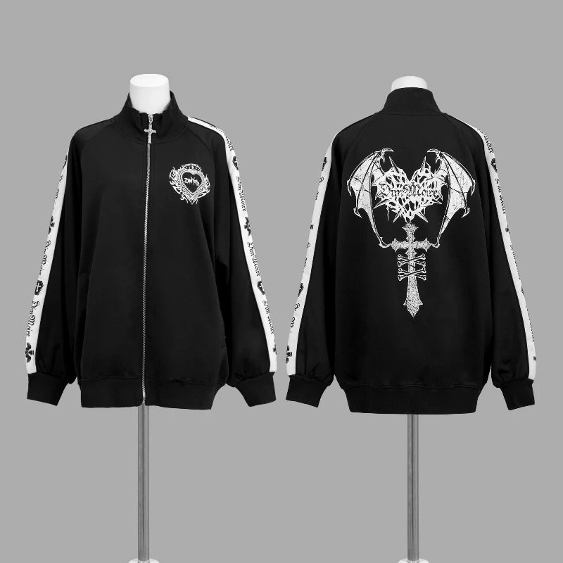 Graphic Long Sleeve Full Zip Casual Hoodie for Layering