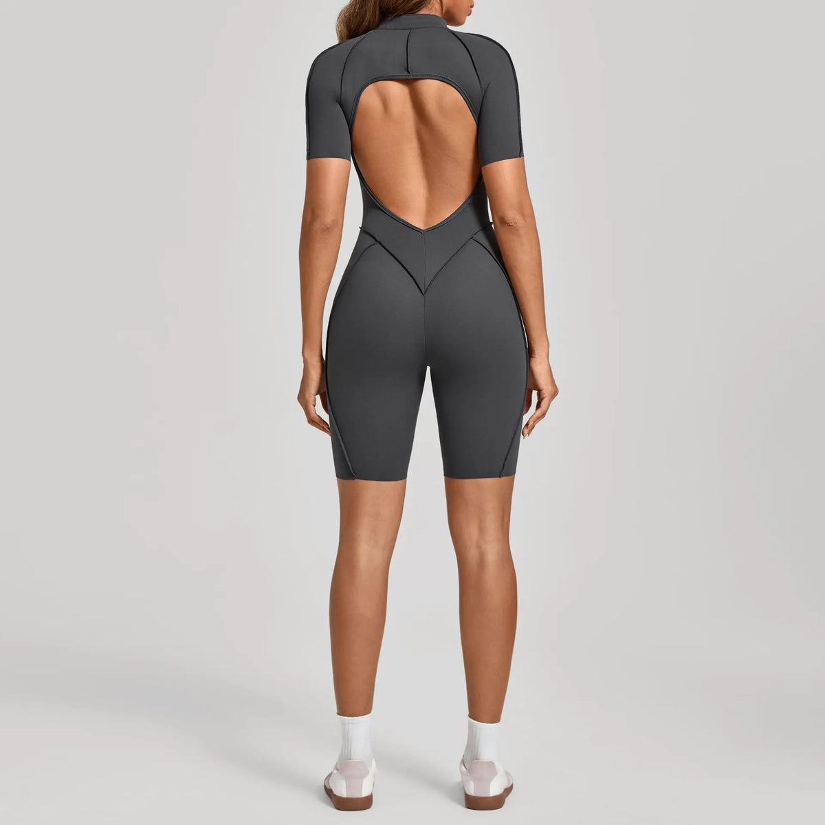 Women's Zip Front Contour Seam Workout One Piece in Long and Short Styles