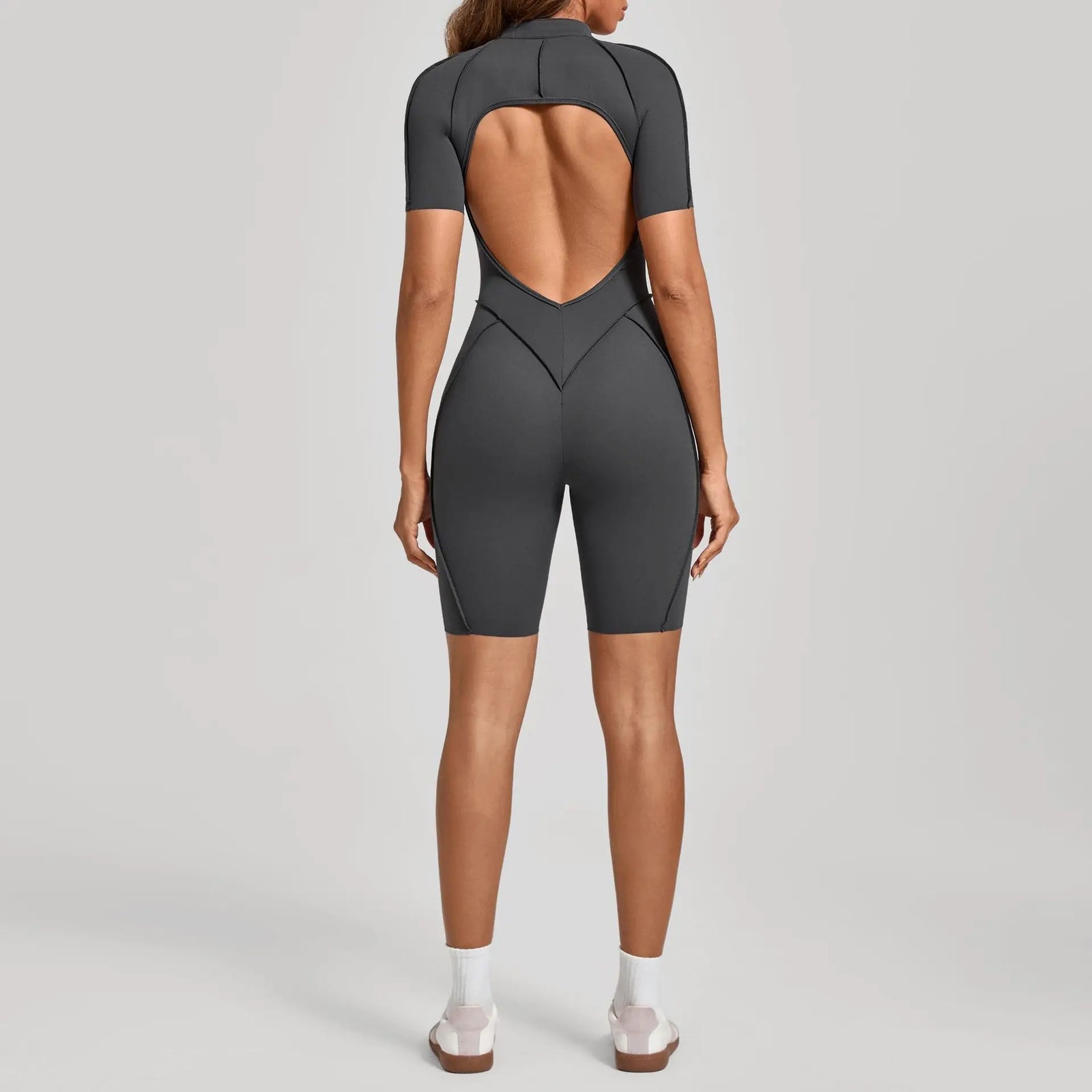 Women's Zip Front Contour Seam Workout One Piece in Long and Short Styles