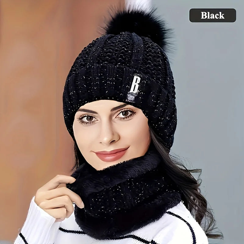 Winter Hat Scarf and Gloves Set with Two or Three-Piece Options