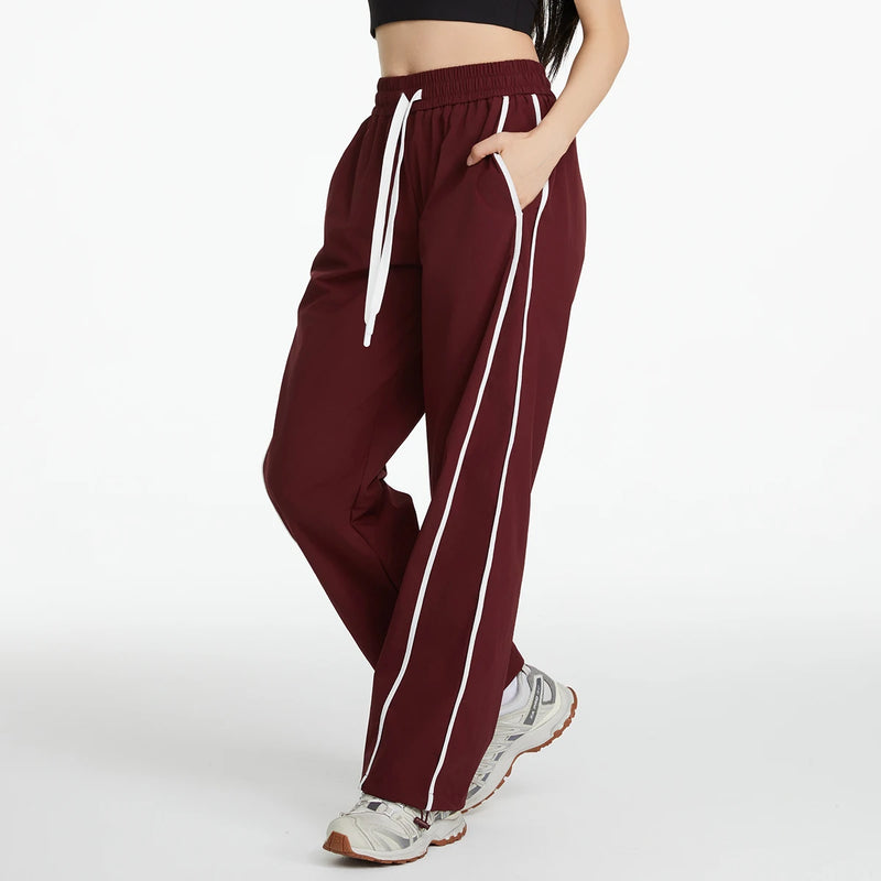 Women's Drawstring Side Stripe Pants For Workout Outfits