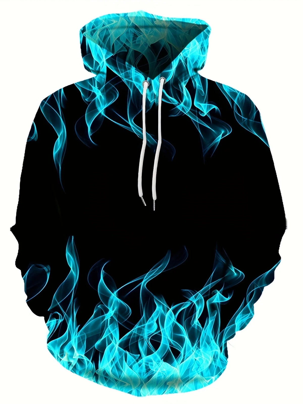 Men's Flame-Print Long-Sleeve Pullover Hoodie